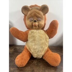 Vintage Rubber Face Crying Bear Plush Pouting With Tear Drop - Rozel